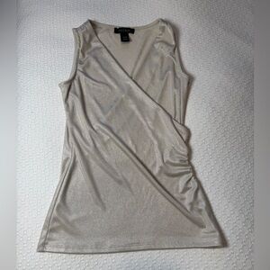 White House Black Market Shimmery Cream Sleeveless Blouse XXS